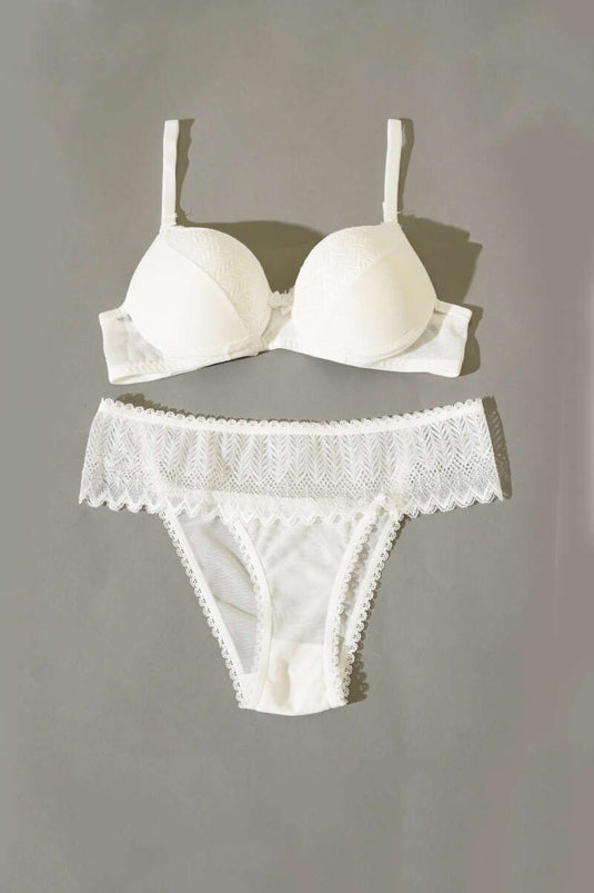 Ensemble soutien-gorge et brassière Lotus Supported Jacquard Écru