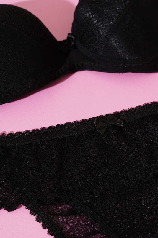 Ensemble soutien-gorge et brassière Lotus Supported Jacquard Noir