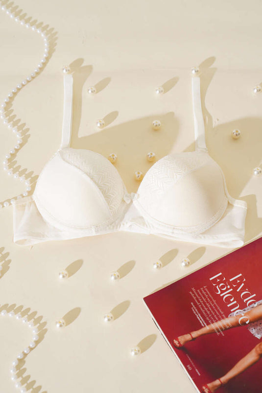 Soutien-gorge Lotus sans rembourrage en jacquard écru