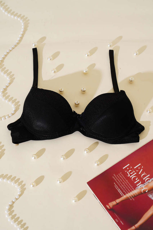 Lotus Non-Padded Jacquard Bra Black