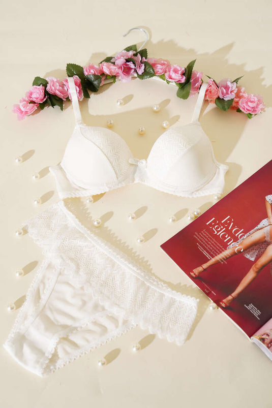 Lotus Desteksiz Jakar Sütyen Takım Ekru