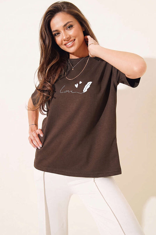 Love bedrucktes T-Shirt Kaffee