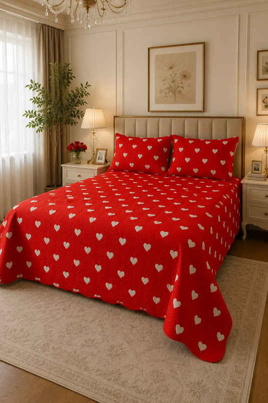 Love ensemble de couvre-lit double rouge