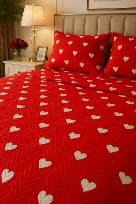 Love ensemble de couvre-lit double rouge