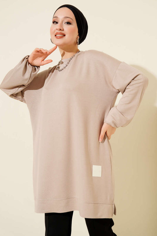 Loyşa Arma Detaylı Salaş Tunik Bej