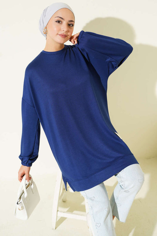 Loyşa Emblem Detailed Loose Tunic Indigo