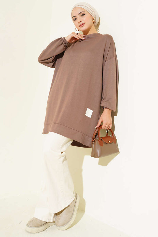Loyşa Emblem Detailed Casual Tunic Brown