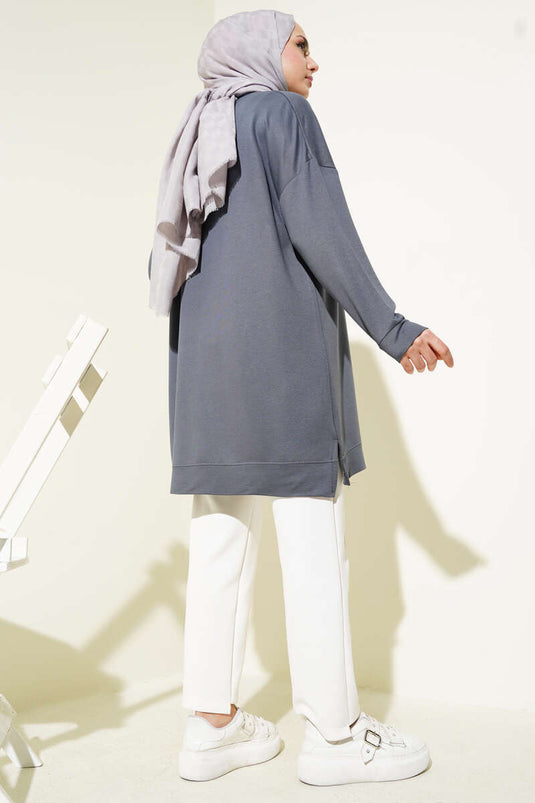 تونيك لويشا الأساسي المطرز باللون الدخاني