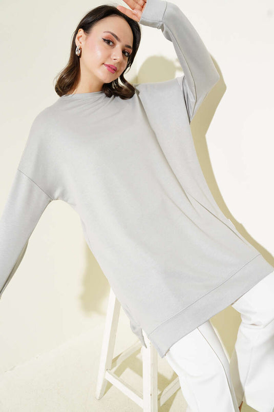 Loyşa Armalı Basic Tunik Gri
