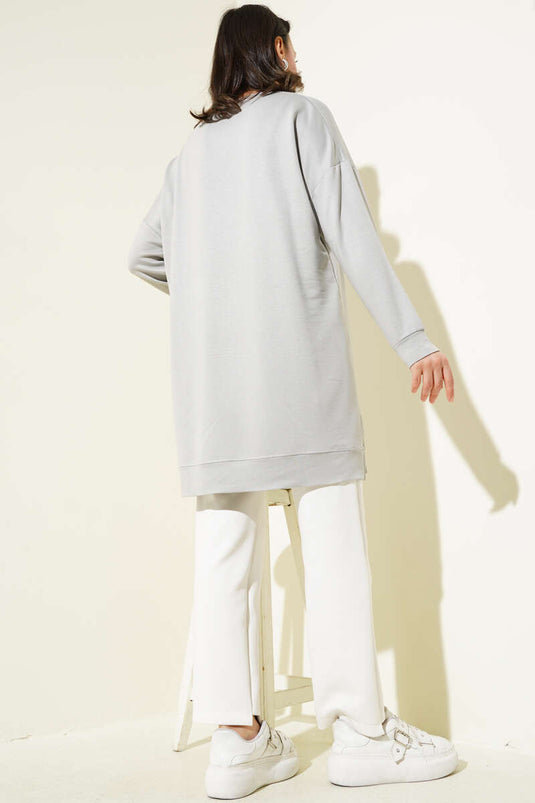 تونيك لويشا الأساسي المطرز باللون الرمادي