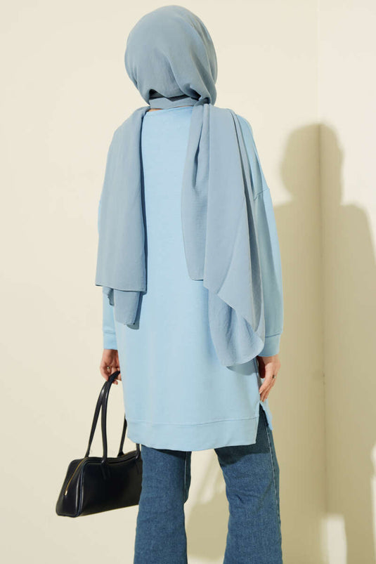 Loyşa Armalı Basic Tunik Mavi