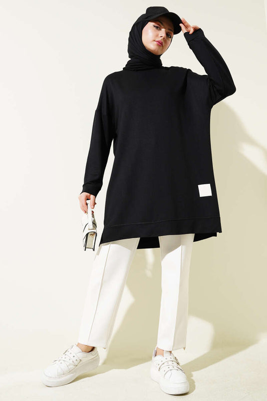 تونيك لويزا الأساسي المطرز باللون الأسود