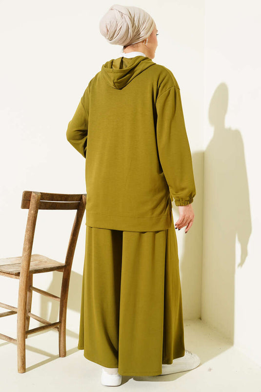 Ensemble deux pièces Loysa Basic à capuche zippée, vert olive