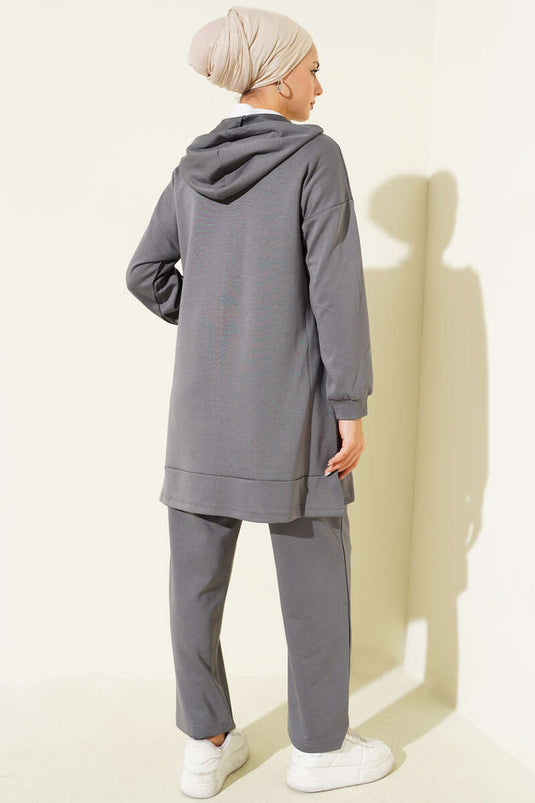 طقم لويزا الأساسي المكون من قطعتين بغطاء رأس، رمادي