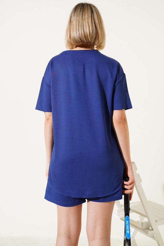Ensemble deux pièces Loyşa Basic T-shirt et short bleu marine