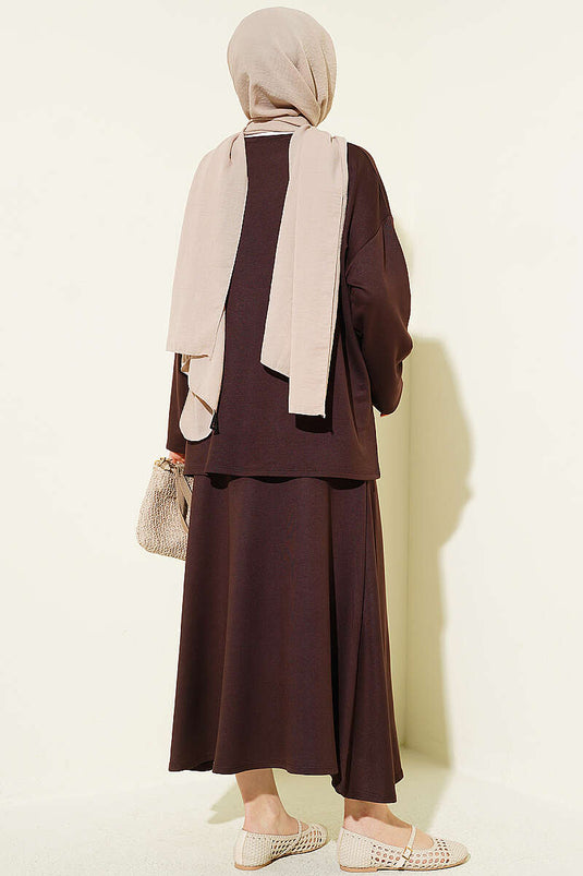 Loyşa Basic Tunik Etek İkili Takım Acı Kahve
