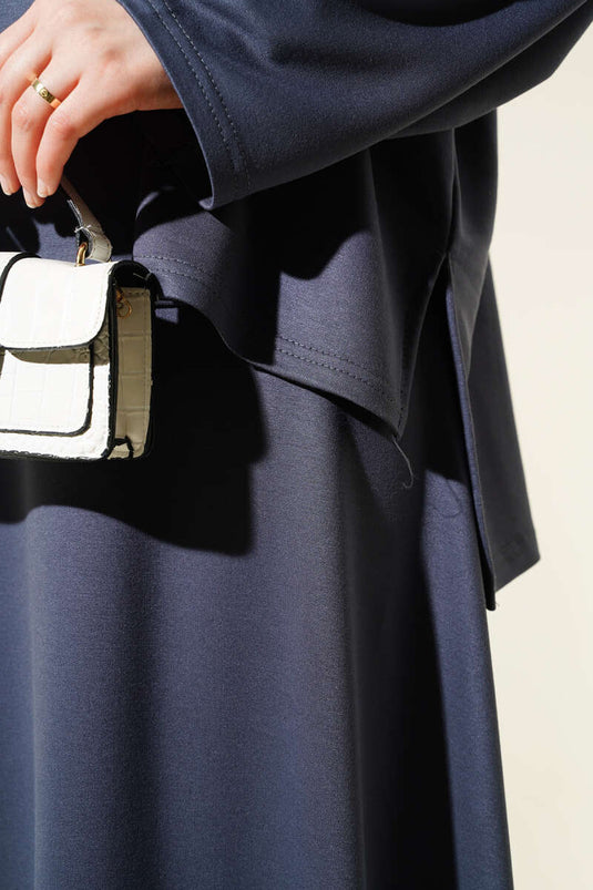 Loyşa Basic Tunic Skirt Two Piece Suit Smoke