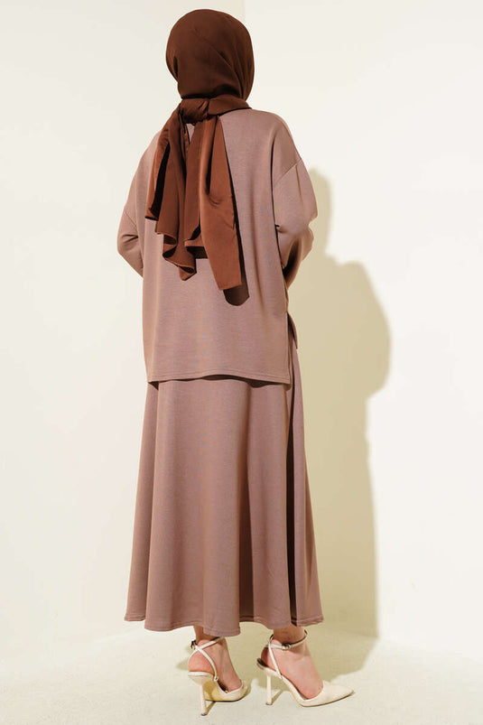 Loyşa Basic Tunik Etek İkili Takım Kahve