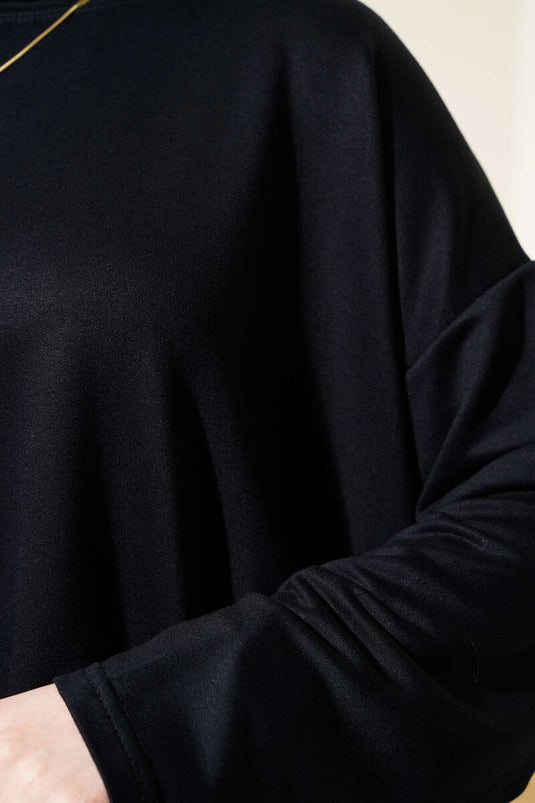 Loyşa Basic Tunic Skirt Two Piece Set Black