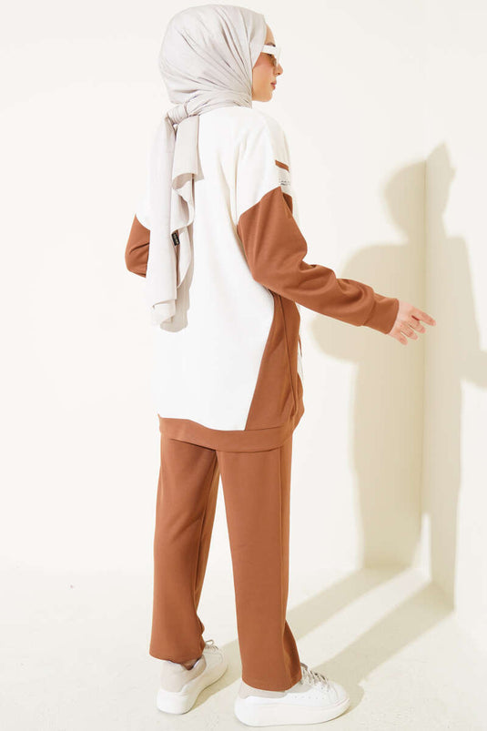 Costume deux pièces Loysha imprimé à paillettes châtaigne