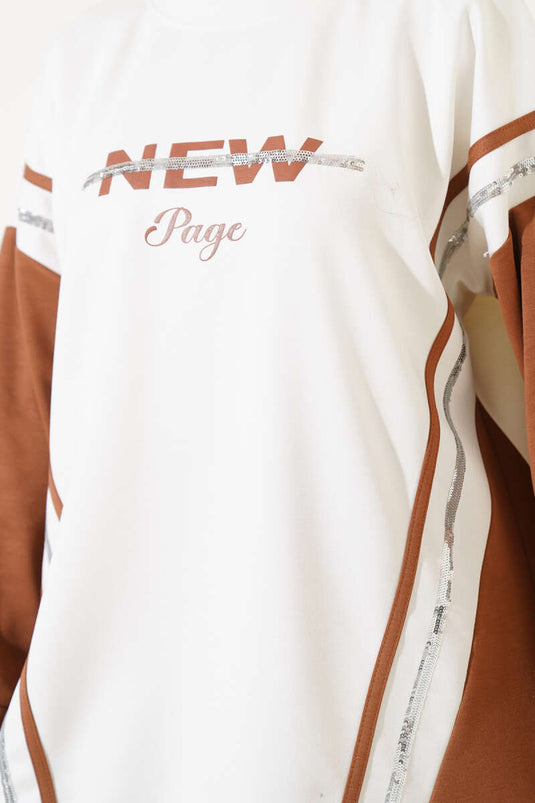 Costume deux pièces Loysha imprimé à paillettes châtaigne