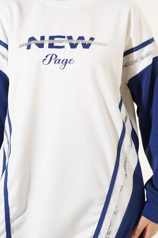 Loysha bedrukt tweedelig pak met pailletten, marineblauw