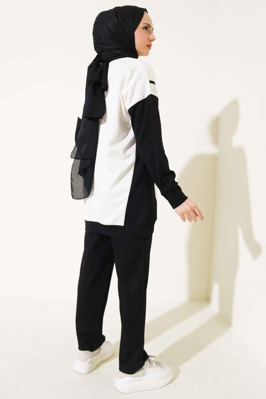 Loysha Printed Sequined Two Piece Suit Black