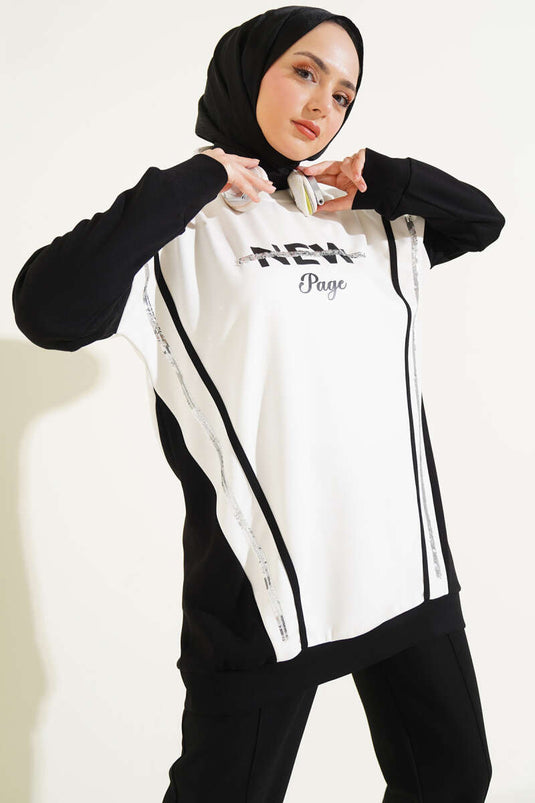 Loysha Printed Sequined Two Piece Suit Black