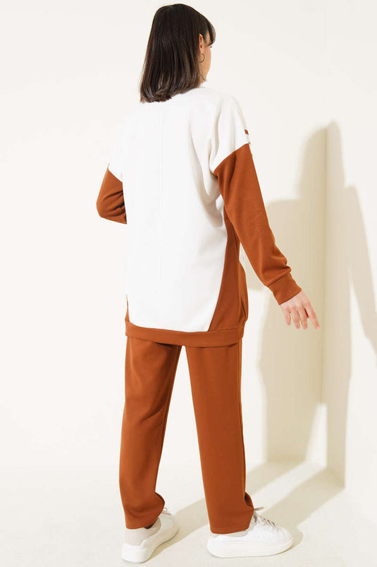 Loysha Printed Sequin Two-Piece Set Tan