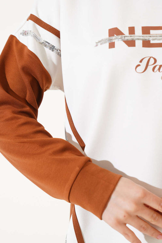 Loysha Printed Sequin Two-Piece Set Tan