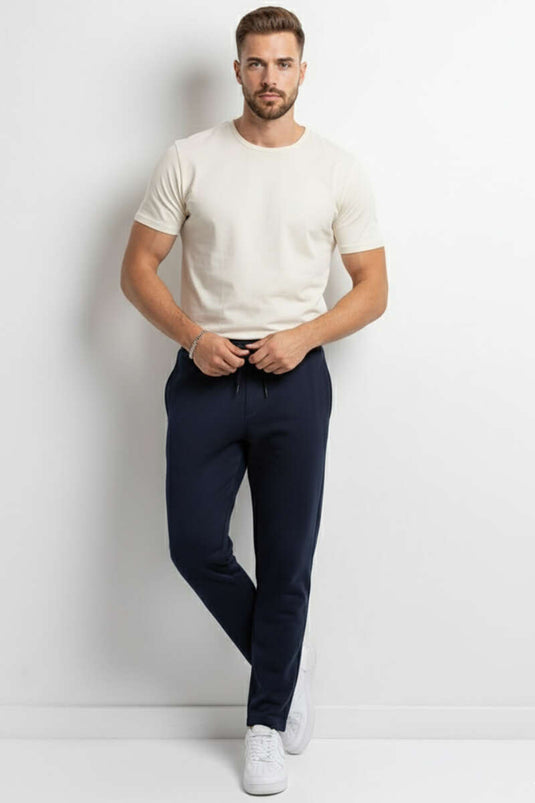 Loyşa Waist-Tie Stretch Men's Pants Navy Blue