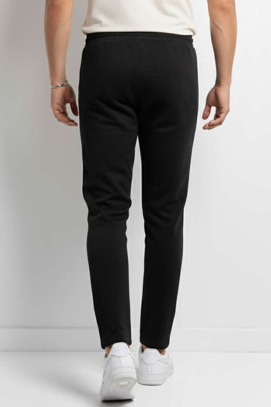 Loyşa Men's Black Stretch Pants with Waist Drawstring