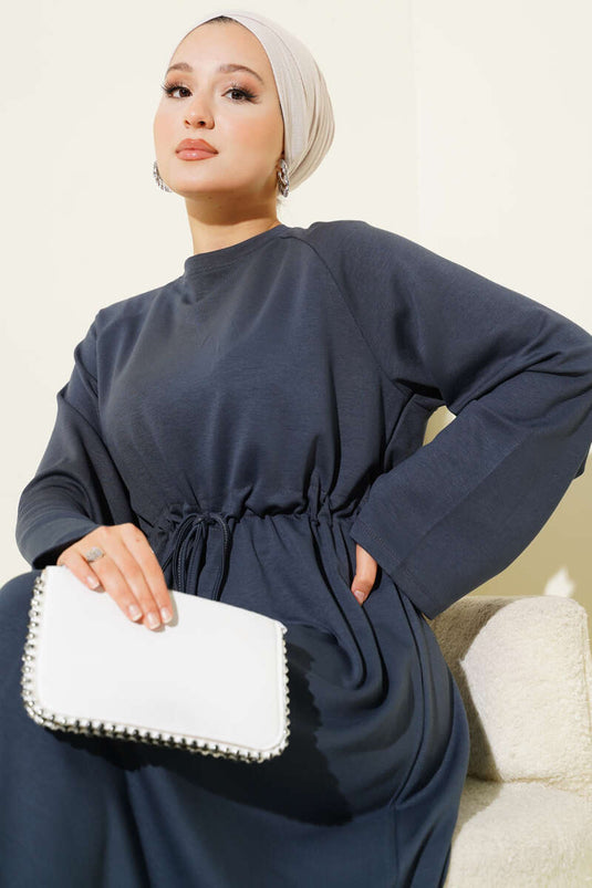 Loysa Tunnel Detail Dress, Smoke Grey