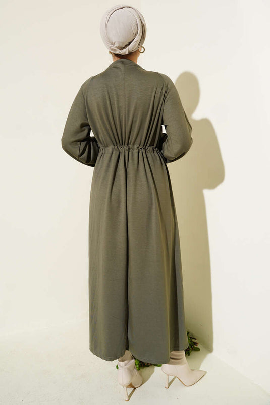 Loyşa Bel Tünel Detaylı Elbise Haki