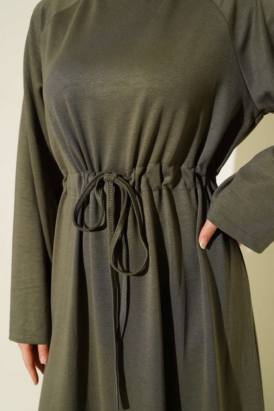 Loyşa Bel Tünel Detaylı Elbise Haki