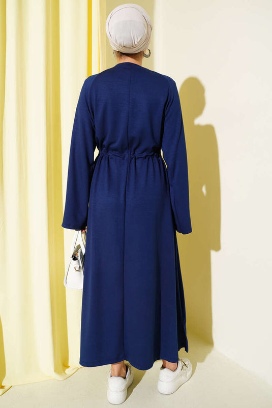 Robe Loyşa à détails tunnel à la taille, bleu marine