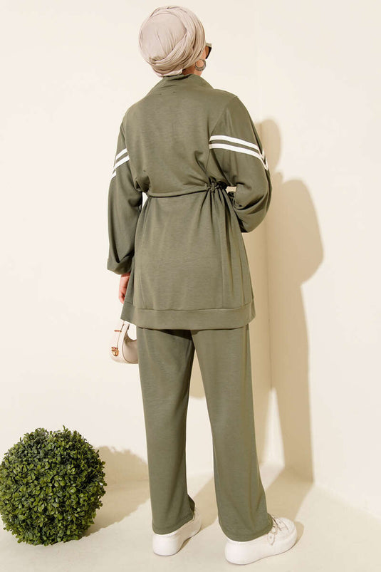 Loyşa Taillentunnel, gestreiftes zweiteiliges Set, Altersgrün