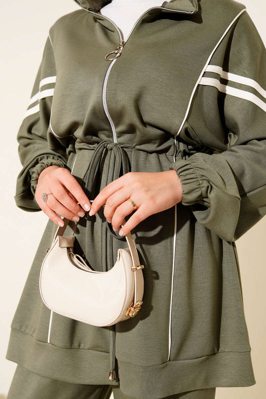 Loyşa Taillentunnel, gestreiftes zweiteiliges Set, Altersgrün