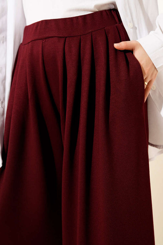Pantalon shalwar Loyşa à taille élastique bordeaux