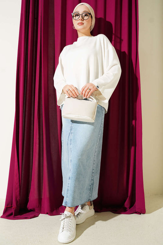 Loyşa Wrist Crest Basic Blouse Ecru