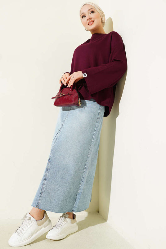 Loyşa Wrist Crest Basic Blouse Plum