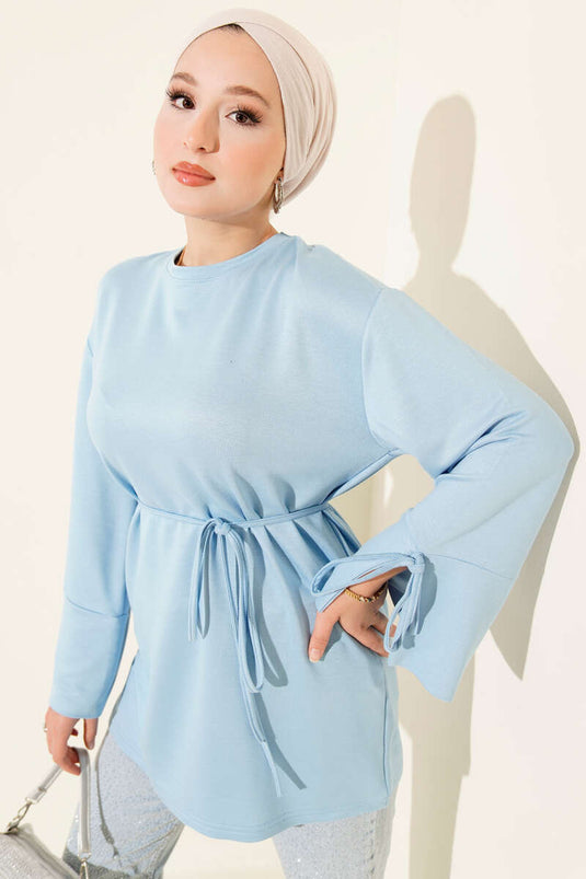 Loyşa Bilek İp Bağlamalı Tunik Mavi