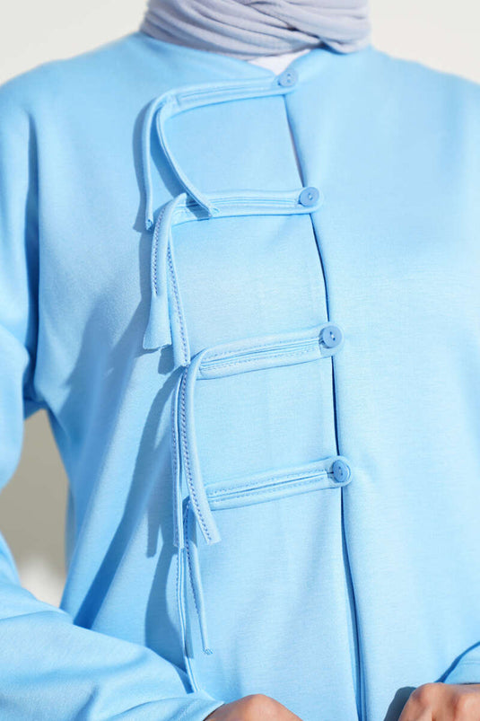 Costume deux pièces à jupe boutonnée Loyşa Brit bleu