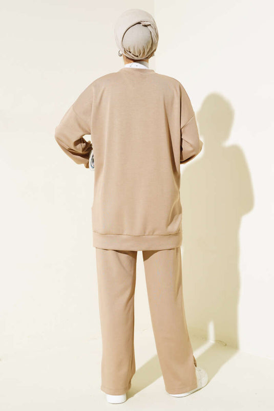 Loyşa Snap-Decorated Two-Piece Set Latte