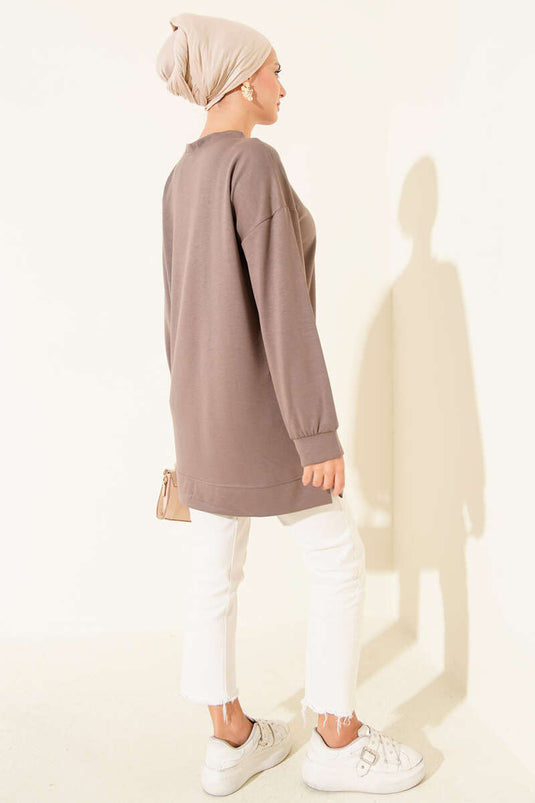 Loyşa Coco Text Decorated Tunic Mink