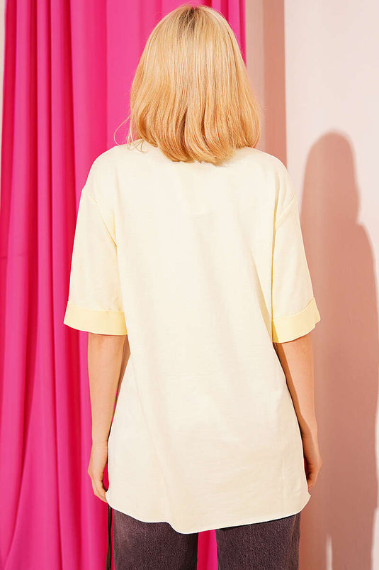 Loyşa Duble Kol Yırtmaçlı T-shirt Sarı