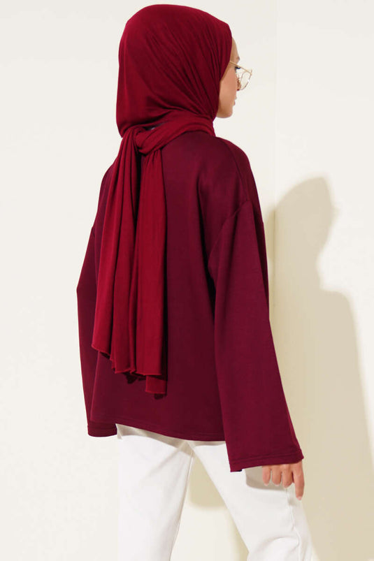 Loyşa Düşük Omuz Basic Tunik Bordo