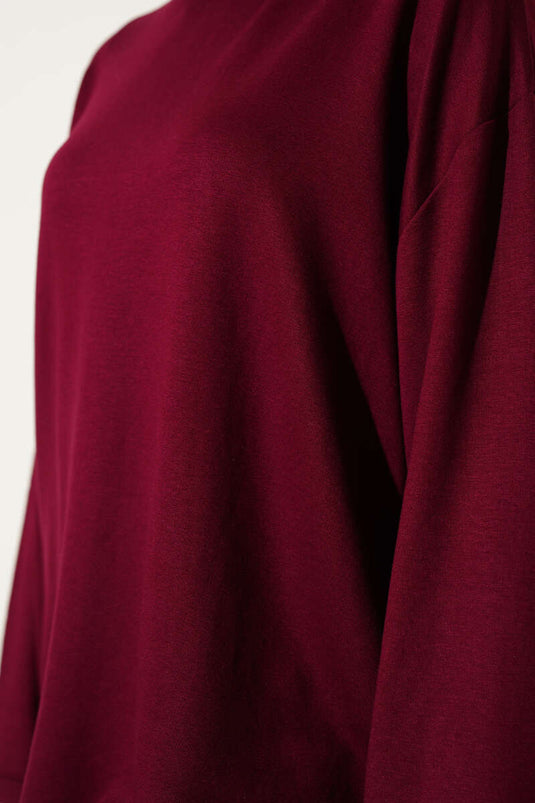 Loyşa Off-Shoulder Basic Tunic Claret Red