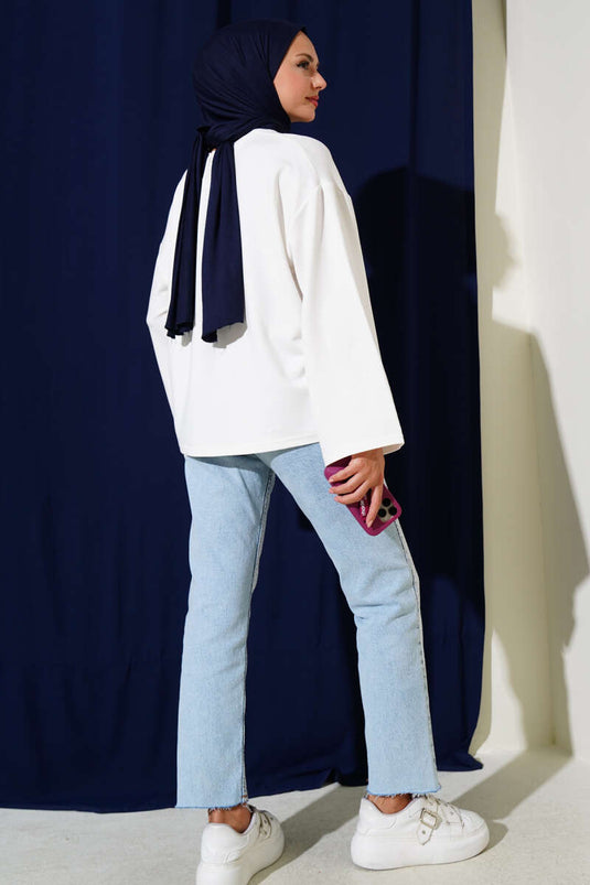 Loyşa Blusa Básica de Hombro Caído Color Marfil