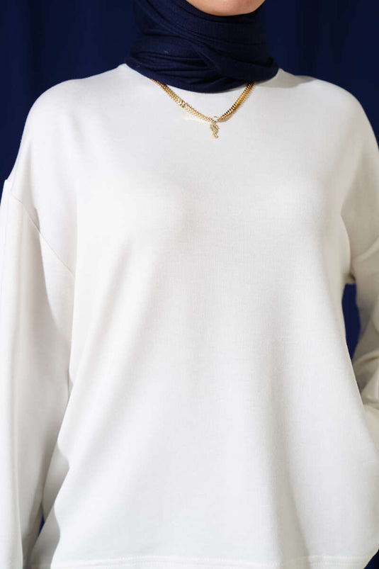 Loyşa Blusa Básica de Hombro Caído Color Marfil